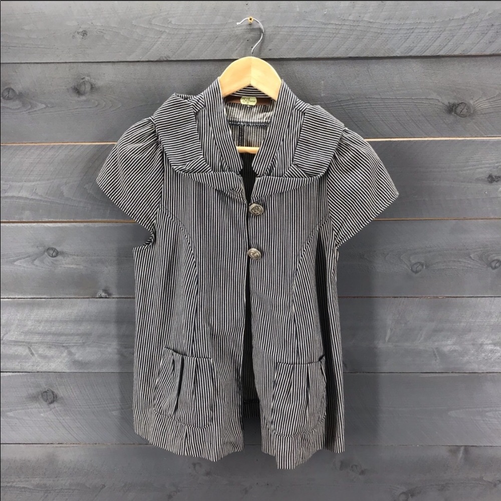 EVA FRANCO Short Sleeve Striped Jacket